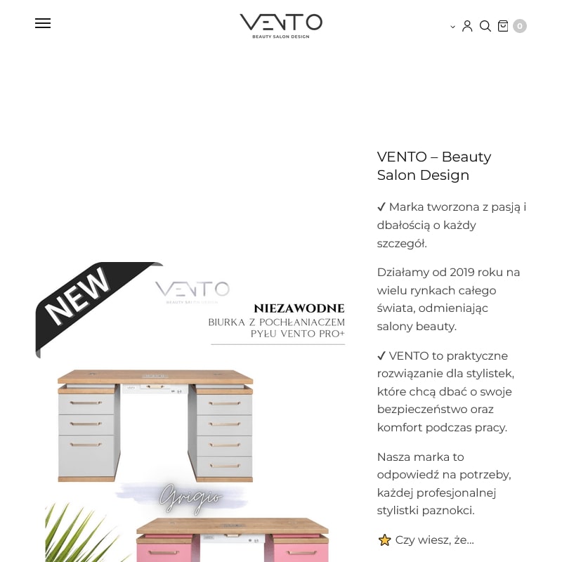 Vento biurko z pochłaniaczem